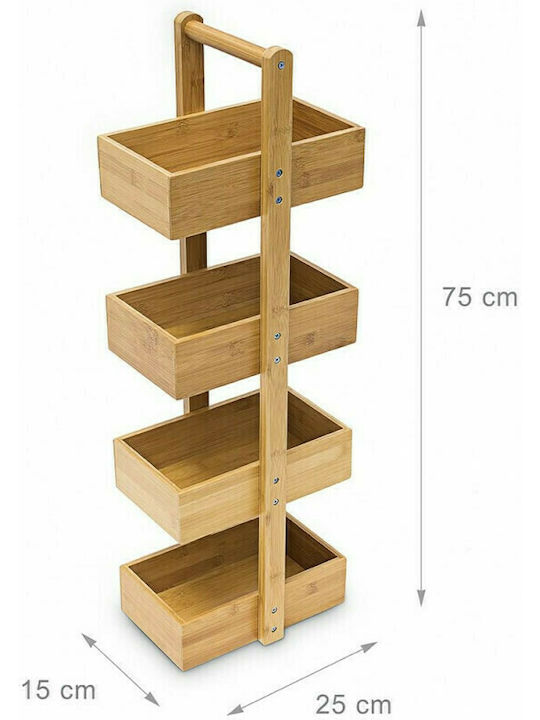 Relaxdays Μπαμπού 4 Ράφια Floor Bathroom Shelf Bamboo with 4 Shelves 25x15x75cm