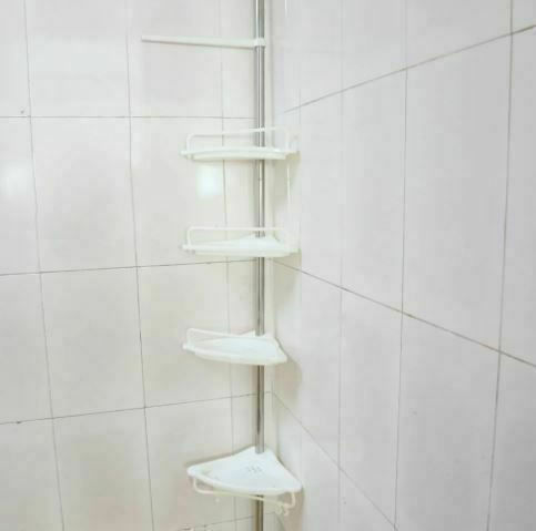 Factory ADS-188 Corner Floor Bathroom Shelf Plastic with 4 Shelves 33.5x21.5x320cm White