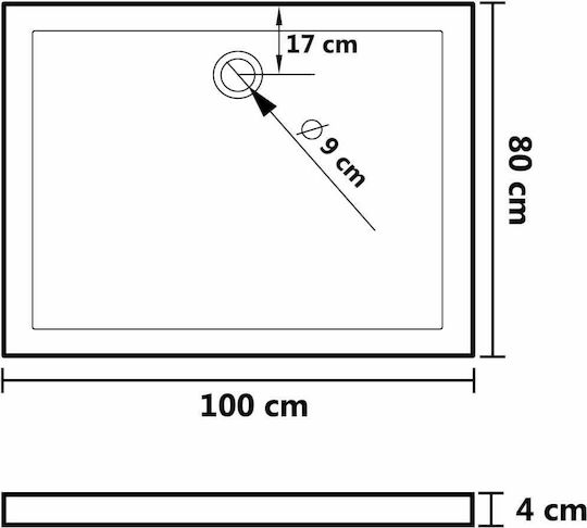 vidaXL Rectangular Acrylic Shower White 80x100x4cm