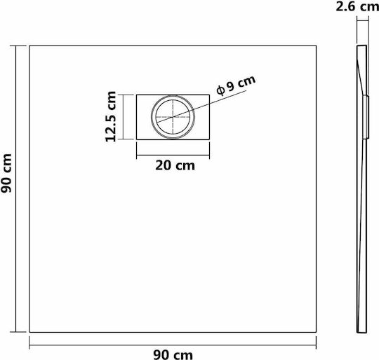 vidaXL Триъгълна Акрил душ 90x90см Кафяв