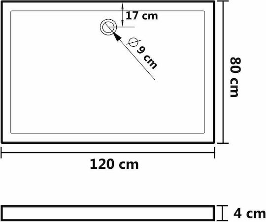 vidaXL Rectangulară Acrilic Duș 80x120cm Albă
