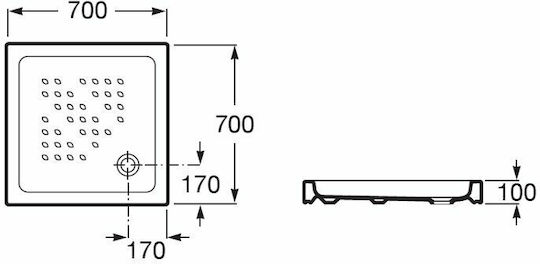 Roca Italia A374773001 Quadratisch Porzellan Dusche x70cm Weiß