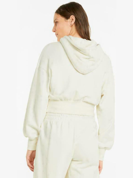 Puma Women's Cropped Hooded Sweatshirt Beige