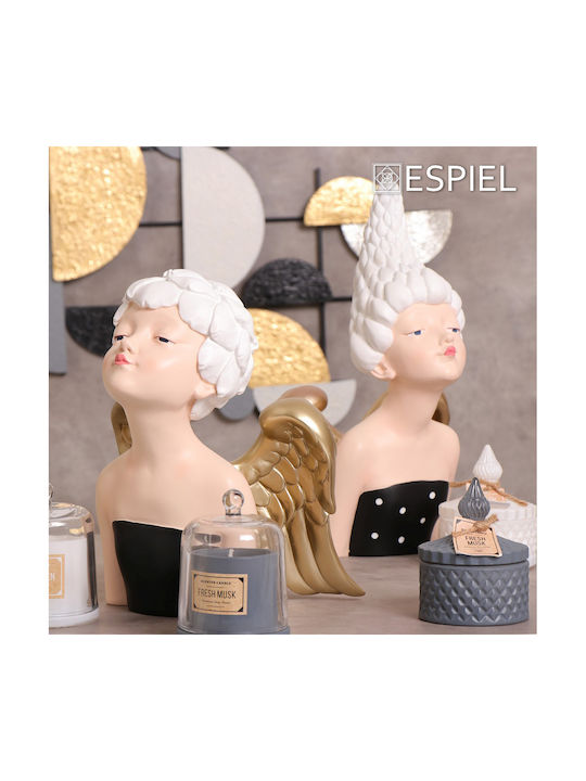 Espiel Decorative Fairy Polyresin Ladies With Feathers in Black/Gold 21x17x28cm 1pcs