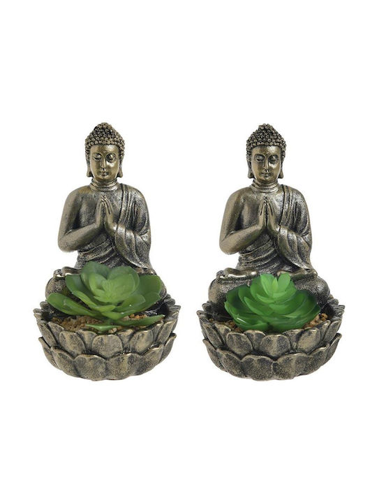 Inart Decorative Buddha made of Plastic in Black - Grey 12x12x18cm 1pcs