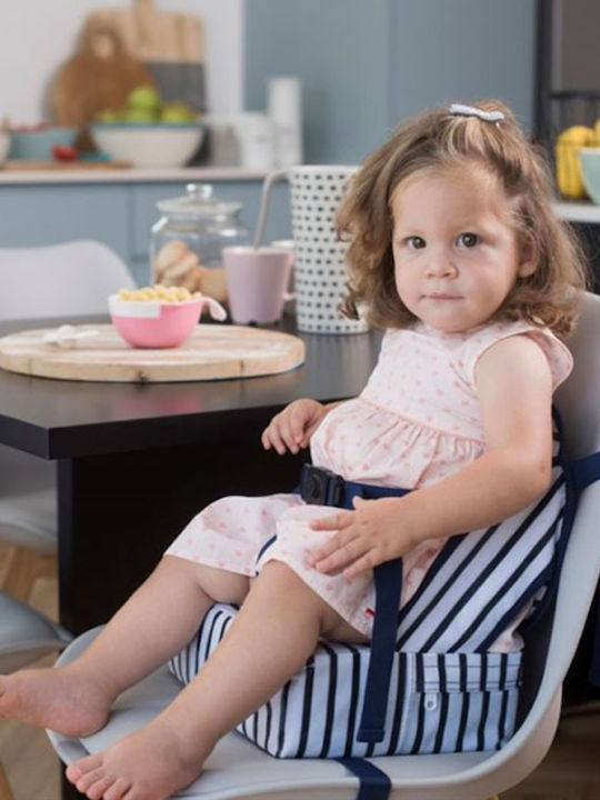 Baby to Love Portable Fabric Booster Seat for Chair Easy Up Booster Blue Striped