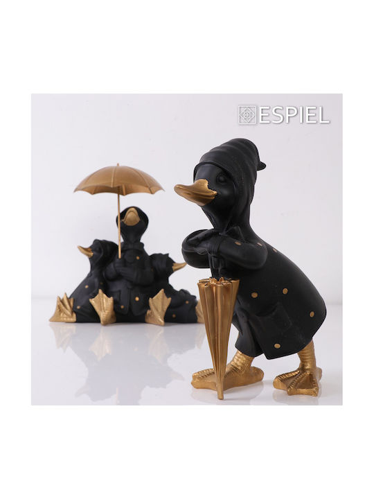 Espiel Decorative Duck Polyresin Duck in Black - Gold 18.8x17x26cm 1pcs
