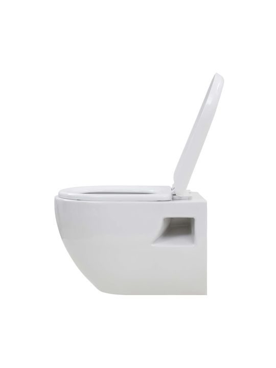 vidaXL Toaletă montată pe perete cu sistem de descărcare cu Capac Închidere lentă Albă