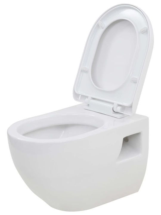 vidaXL Toaletă montată pe perete cu sistem de descărcare cu Capac Închidere lentă Albă
