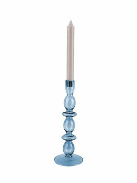 Present Time Art Bubbles Candle Holder Glass Blue 8.5x8.5x24cm 1pcs