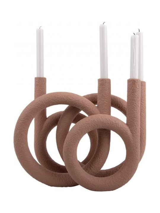 Present Time Rings Polyresin Candle Holder Terracotta 38x14.5x30cm 1pc