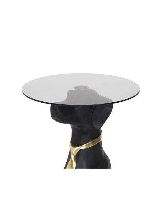 Round Side Table Dog Glass Black M15xW15xH66cm