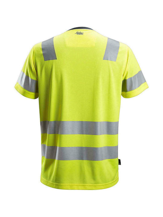 Snickers Workwear AllroundWork Arbeit T-Shirt Gelb mit Reflektierenden Streifen
