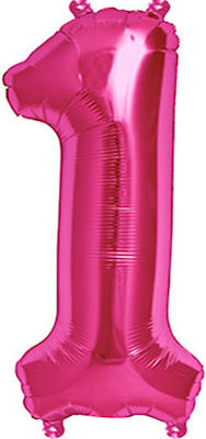 Balloon Foil Number 1 Pink 41cm Fuchsia