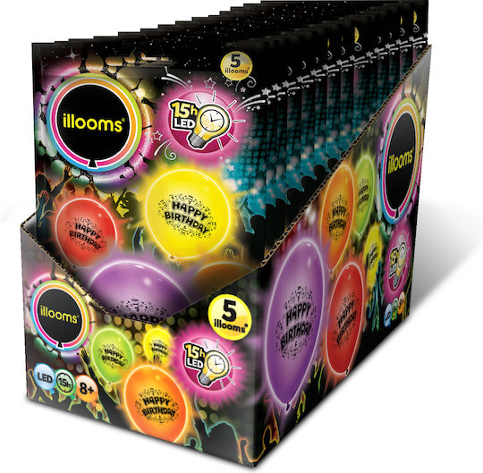 Set 5 Luftballons Latex Bunte mit LEDs 23cm