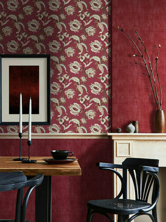 Wallpaper Flora Vinyl Burgundy L1005xW53cm Washable