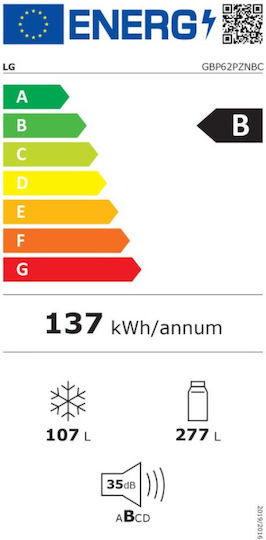 LG Kühl-Gefrierkombination 384Es Total NoFrost H203xB59.5xT67.5cm. Inox GBP62PZNBC