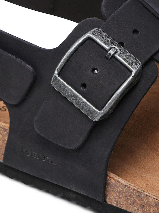 Sandal Ghita Δερμάτινα Ανδρικά Σανδάλια σε Μαύρο Χρώμα