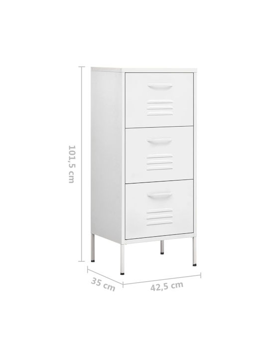 Чекмеджета Офис Метална Бял 42.5x35x101.5см