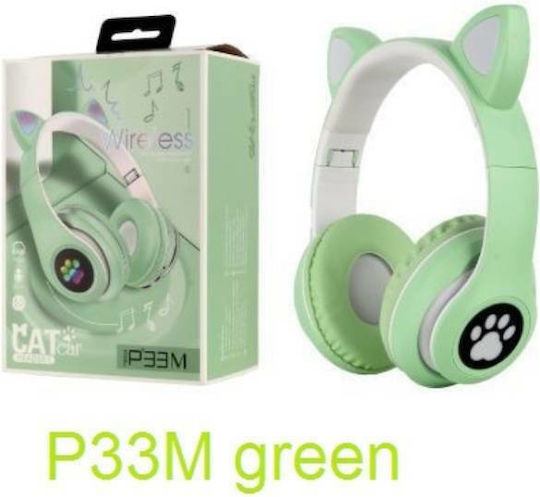 Cat P33M Ασύρματα / Ενσύρματα Παιδικά On Ear Ακουστικά με 10 ώρες Λειτουργίας Πράσινα