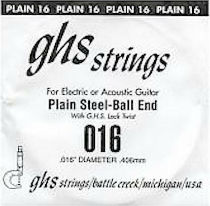 GHS Strings Single Plain Steel Electric Guitar String 16 Inch Ball End