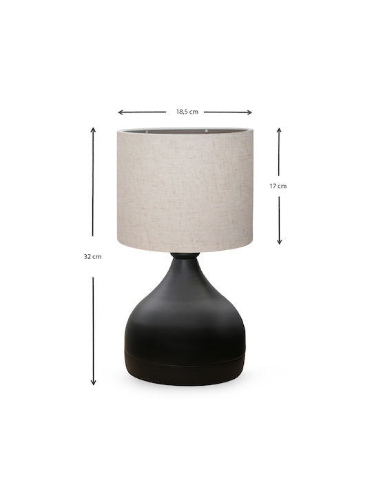 Megapap Neil Metall Tischlampe für Fassung E27 mit Beige Schirm und Schwarz Basis