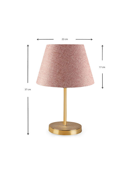 Megapap Rosenthal Metal Table Lamp for Socket E27 with Pink Shade and Gold Base