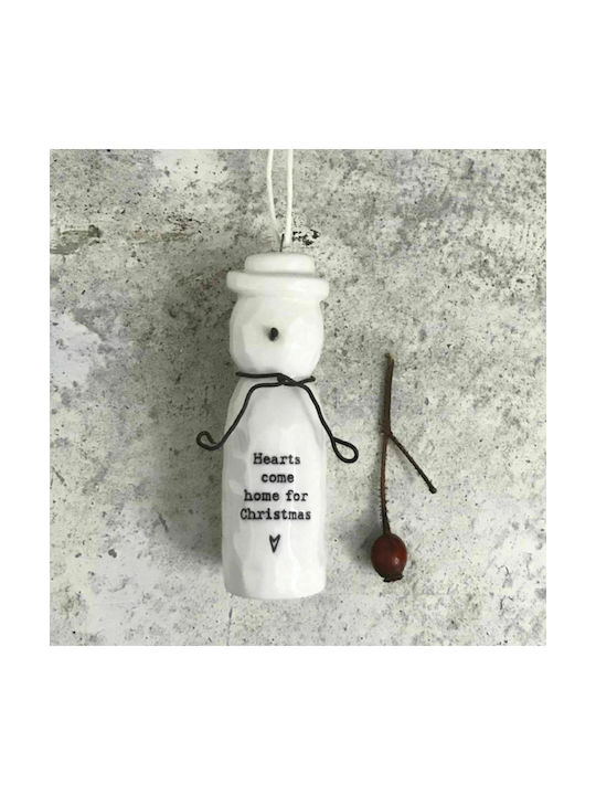 Synchronia Christmas Porcelain Snowman Ornament White 2.5x7cm