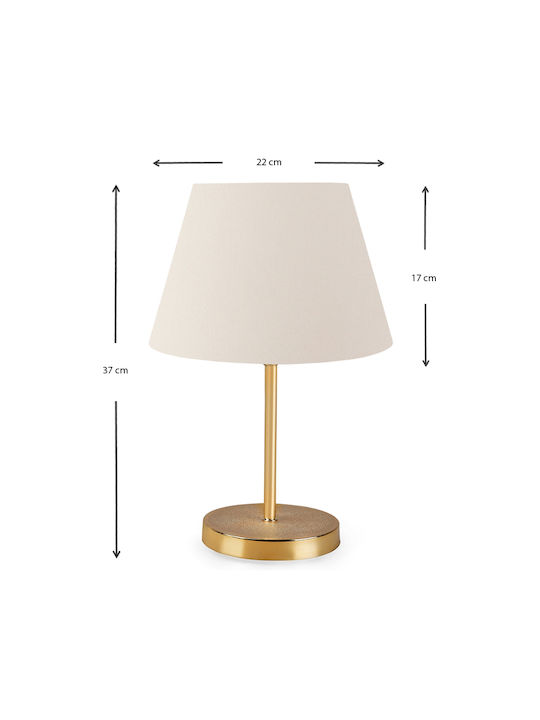 Megapap Rosenthal Metal Table Lamp for Socket E27 with White Shade and Gold Base