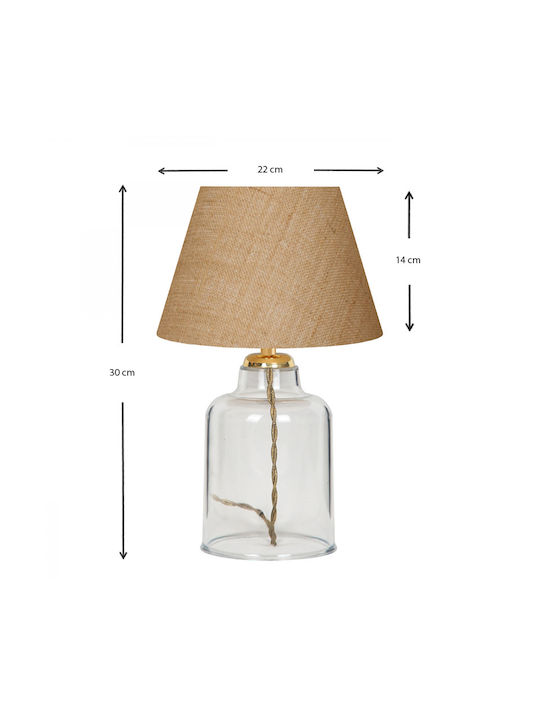 Megapap Atkinson Plastic Table Lamp with Beige Shade and Transparent Base