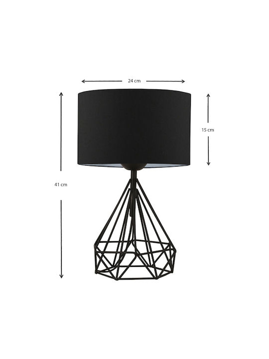 Megapap Christopher Metal Table Lamp for Socket E27 with Black Shade and Base