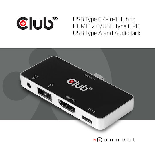 Club3D USB-C Докинг станция с HDMI 4K PD Черен (CSV-1591)