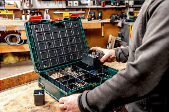 Metabo Metabox 118 Tool Compartment Organiser 12 Slot with Removable Box Black 39.6x29.6x18.8cm