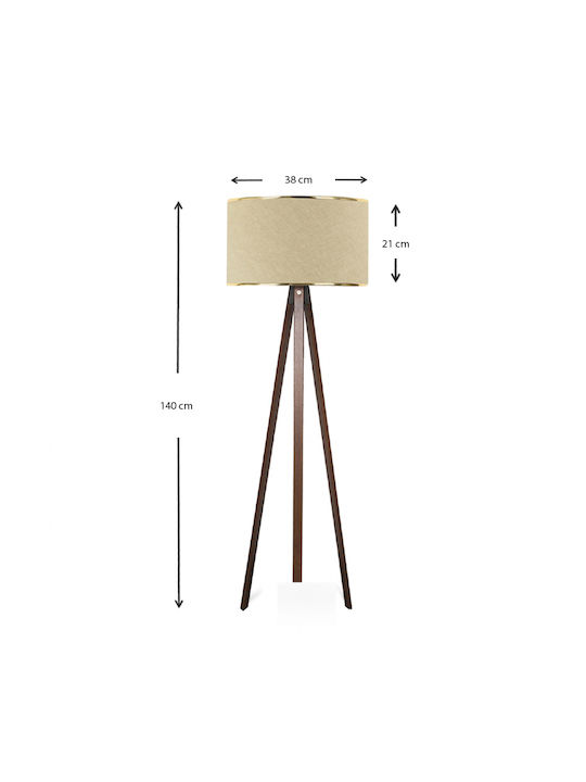 Megapap Rosling Floor Lamp H140xW38cm. with Socket for Bulb E27 Beige