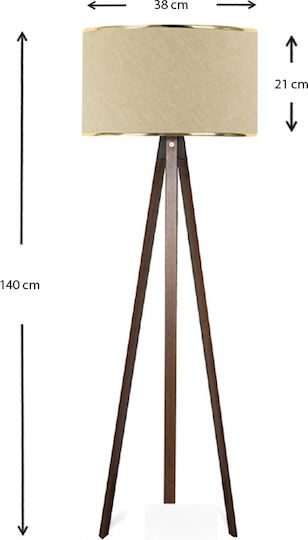 Megapap Rosling Lampa de podea Î140xL38cm. cu Soclu pentru Bec E27 Bej