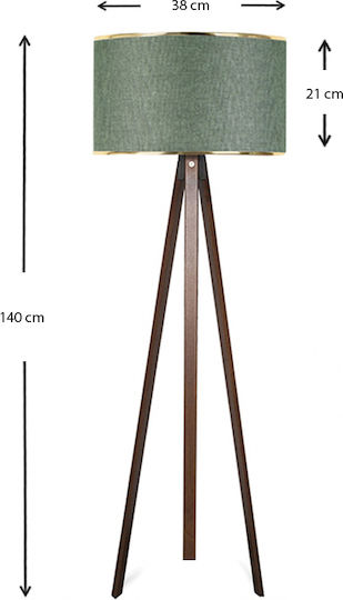 Megapap Rosling Lampa de podea Î140xL38cm. cu Soclu pentru Bec E27 Verde
