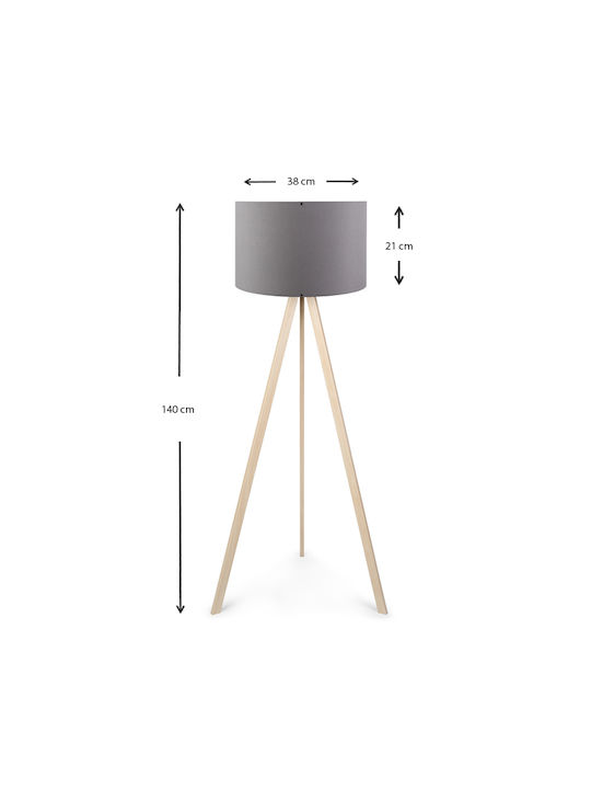 Megapap Rosling Floor Lamp H140xW38cm. with Socket for Bulb E27 Gray