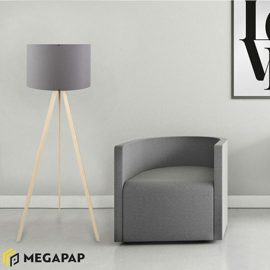 Megapap Rosling Lampa de podea Î140xL38cm. cu Soclu pentru Bec E27 Gri