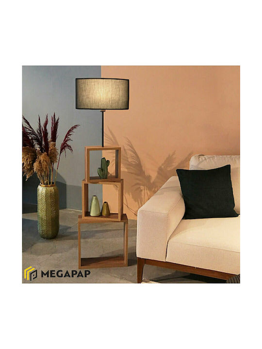 Megapap Claude Floor Lamp H140xW37cm. with Socket for Bulb E27 Black