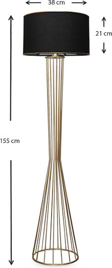 Megapap Clarke Floor Lamp H155xW38cm. with Socket for Bulb E27 Black