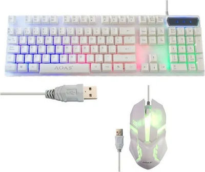 Aoas M-400 Set Gaming Tastatur mit RGB-Beleuchtung & Maus (Englisch US) Weiß