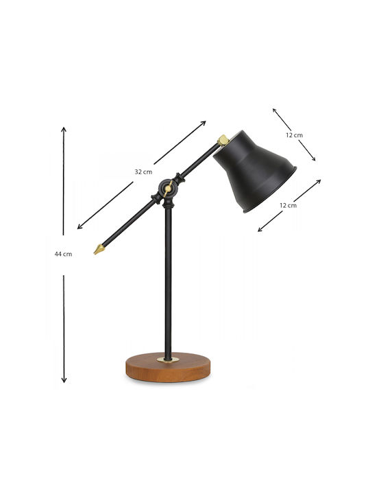 Megapap Paule Office Lamp with Foldable Arm for Socket E14 in Black Color