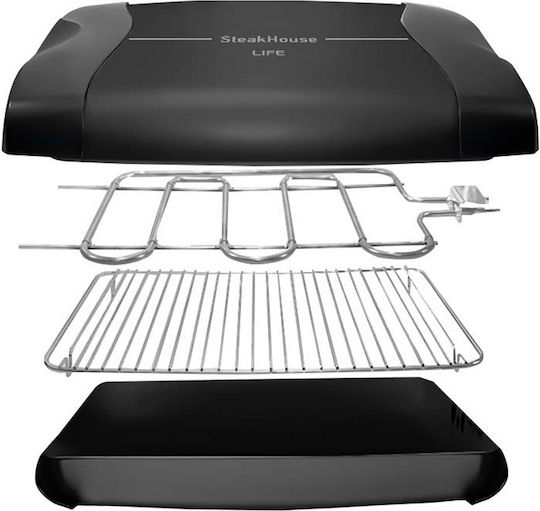 Life Steakhouse Tischplatte Elektrogrill Grill 1100W mit Deckel und einstellbarem Thermostat 34cmx26cmcm
