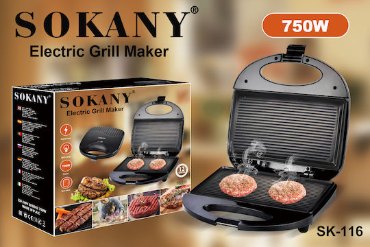 Sokany Τοστιέρα για 2 Τοστ 750W Μαύρη