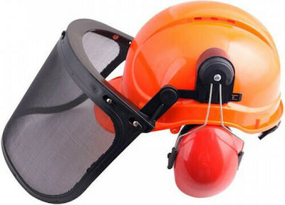 Construction Site Helmet with Earplugs & Grid Orange 83005