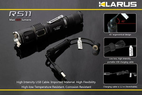 Klarus Rechargeable Flashlight LED IPX8 with Maximum Brightness 620lm