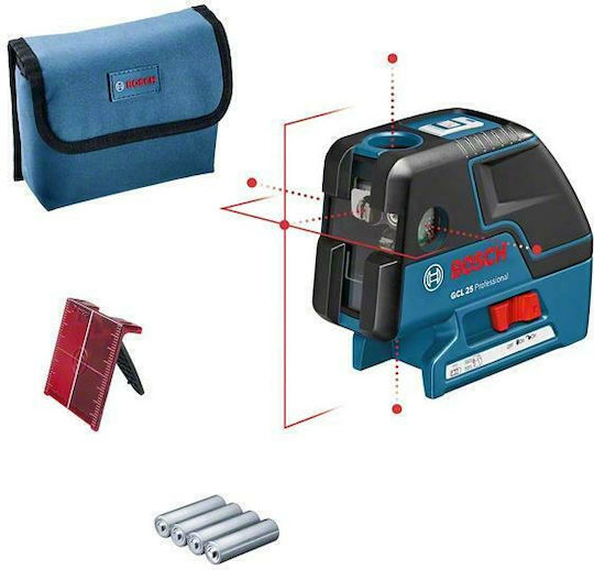 Bosch GCL 25 Professional Самонивелиращо Лазерен нивелир Точков Червен лъч 1.5V с Работен обхват 30м