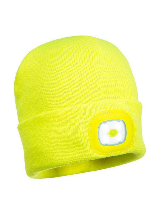 Portwest B029 Work Beanie Yellow B029 with Rechargeable Headlamp