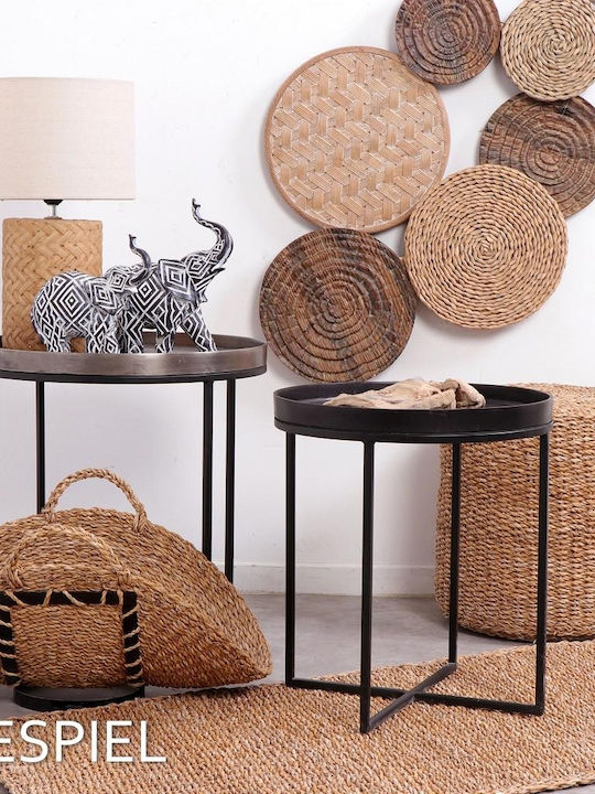 Espiel Wicker Magazine Rack with Handle Black 60x18x48cm