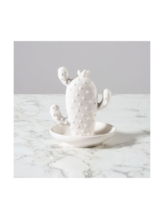 Supergreens Decorative Cactus made of Ceramic Material White 13.5x13.5x14.5cm 1pcs